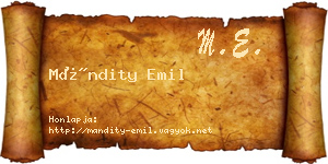 Mándity Emil névjegykártya